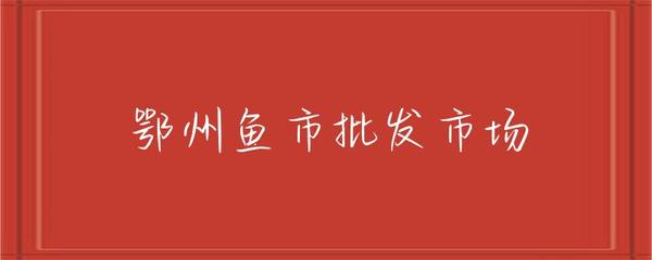 鄂州魚市批發(fā)市場 農(nóng)副產(chǎn)品銷售的活力之源